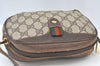 Authentic GUCCI Web Sherry Line Shoulder Cross Bag GG PVC Leather Brown 4668H