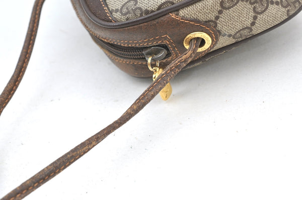 Authentic GUCCI Web Sherry Line Shoulder Cross Bag GG PVC Leather Brown 4668H