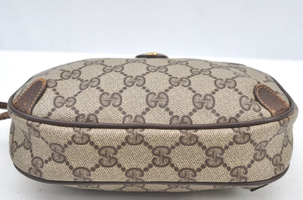Authentic GUCCI Web Sherry Line Shoulder Cross Bag GG PVC Leather Brown 4668H