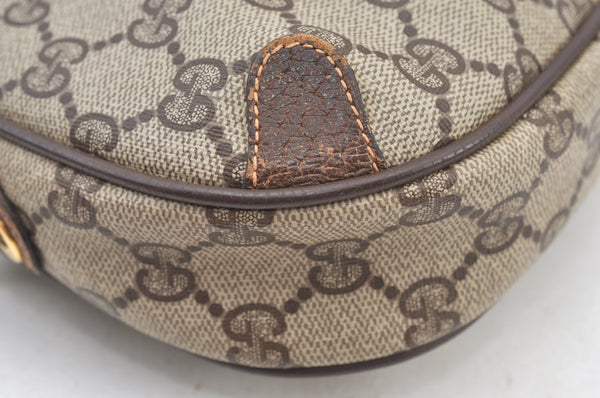 Authentic GUCCI Web Sherry Line Shoulder Cross Bag GG PVC Leather Brown 4668H