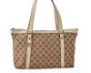 Authentic GUCCI Abbey Shoulder Tote Bag GG Canvas Leather 141470 Brown 4668K