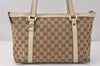 Authentic GUCCI Abbey Shoulder Tote Bag GG Canvas Leather 141470 Brown 4668K