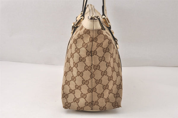Authentic GUCCI Abbey Shoulder Tote Bag GG Canvas Leather 141470 Brown 4668K