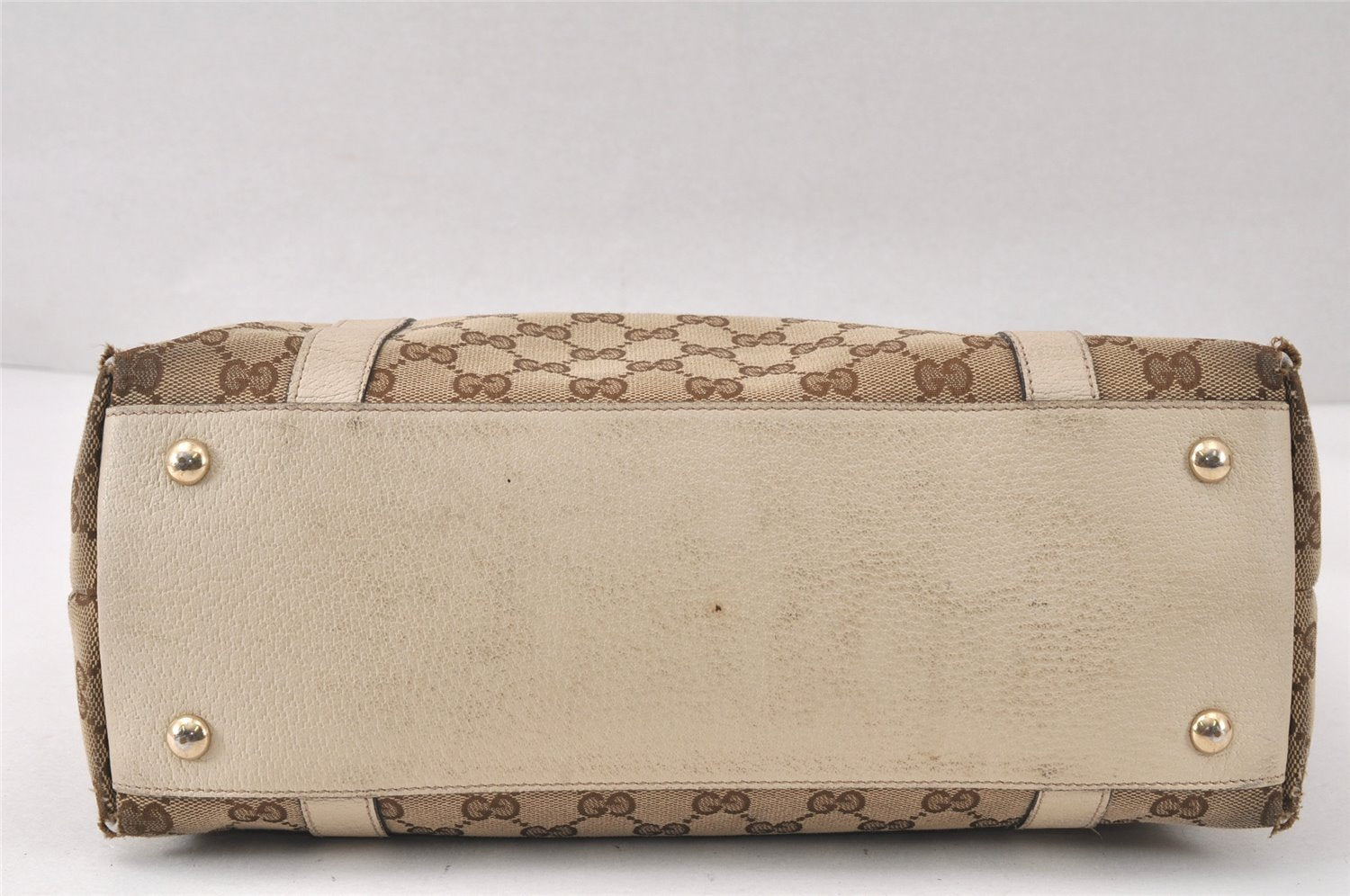Authentic GUCCI Abbey Shoulder Tote Bag GG Canvas Leather 141470 Brown 4668K
