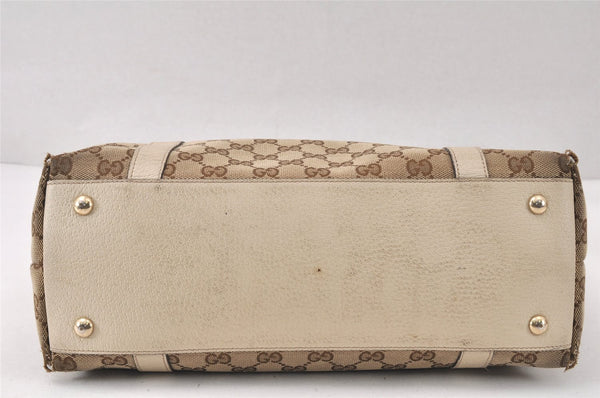 Authentic GUCCI Abbey Shoulder Tote Bag GG Canvas Leather 141470 Brown 4668K