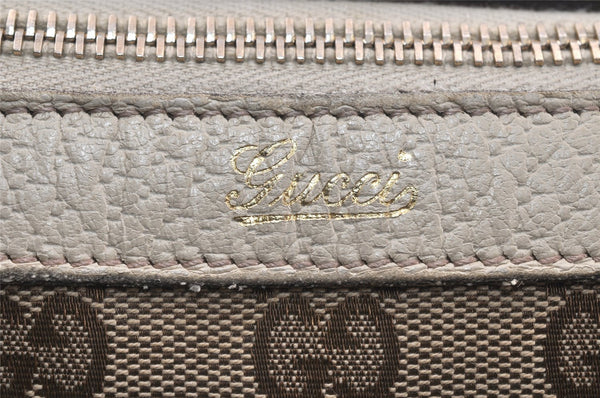 Authentic GUCCI Abbey Shoulder Tote Bag GG Canvas Leather 141470 Brown 4668K