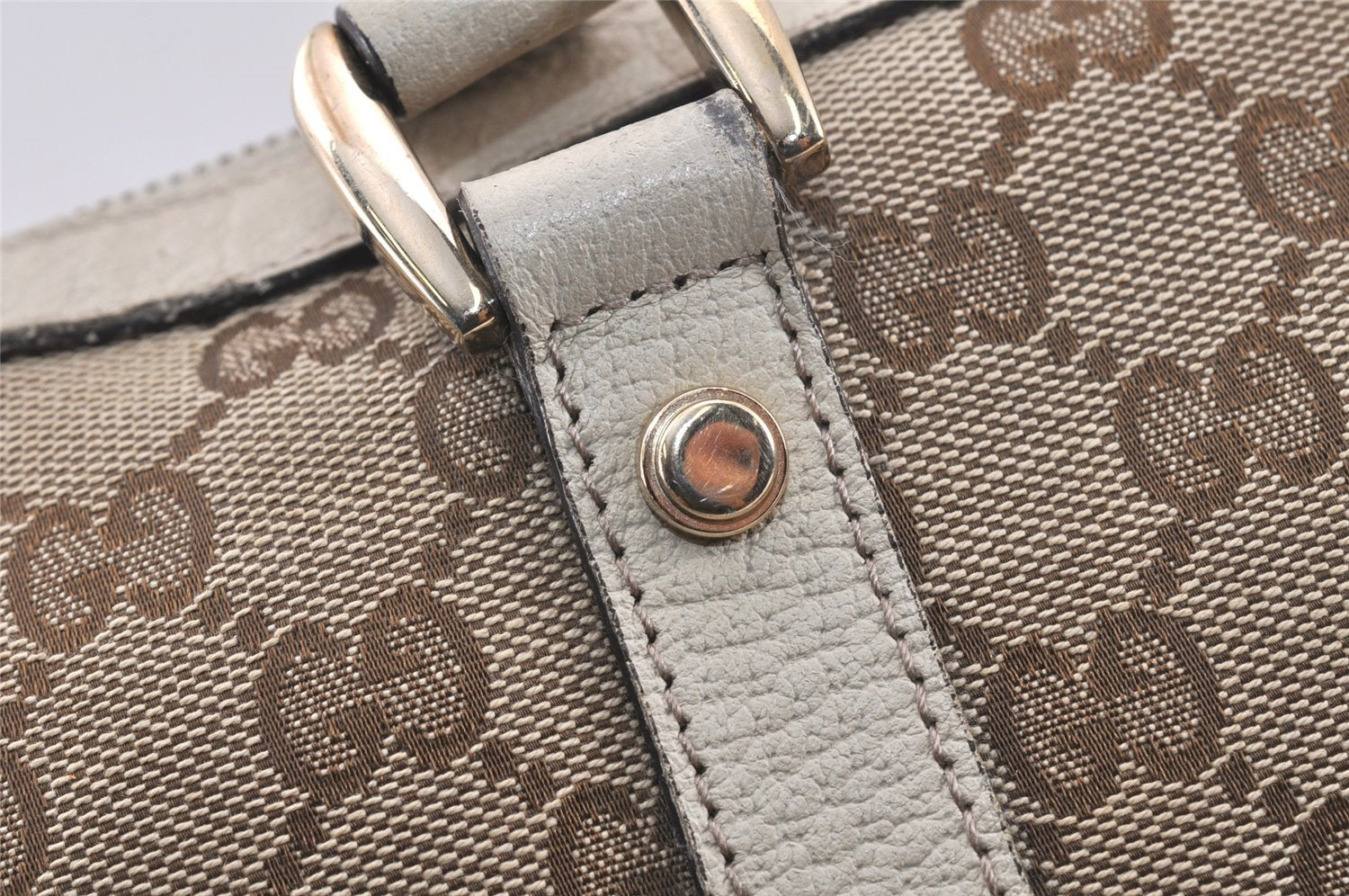 Authentic GUCCI Abbey Shoulder Tote Bag GG Canvas Leather 141470 Brown 4668K