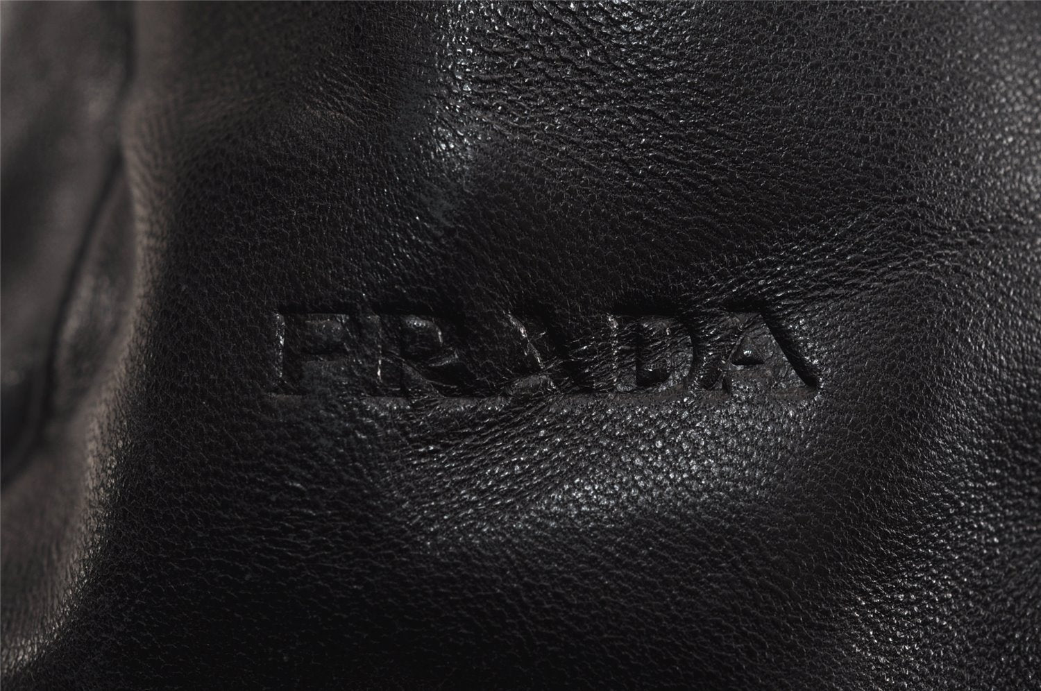 Authentic PRADA Leather Nappa Plastic Shoulder Hand Bag Purse Black 4669J