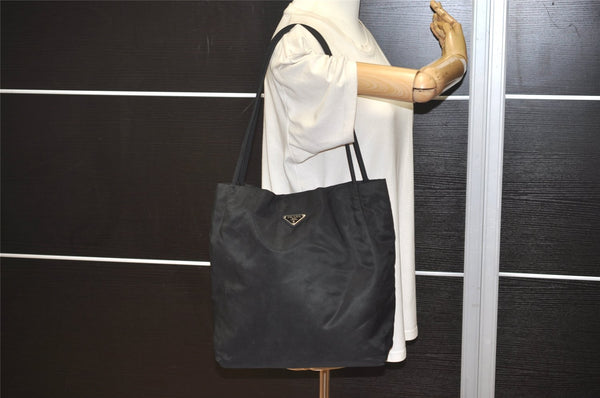 Authentic PRADA Vintage Nylon Tessuto Shoulder Tote Bag Black 4670J