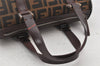 Authentic FENDI Zucca Hand Boston Bag Purse Canvas Leather Brown 4670K