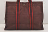 Authentic HERMES Vintage Fourre Tout MM Hand Tote Bag Canvas Wine Red 4671J