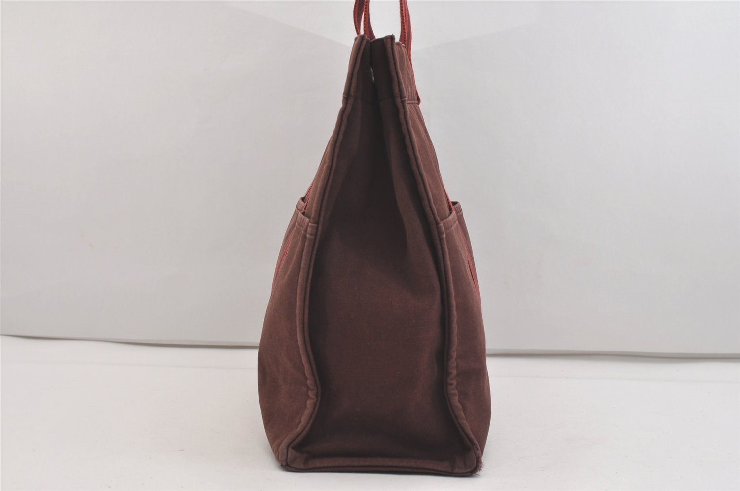 Authentic HERMES Vintage Fourre Tout MM Hand Tote Bag Canvas Wine Red 4671J