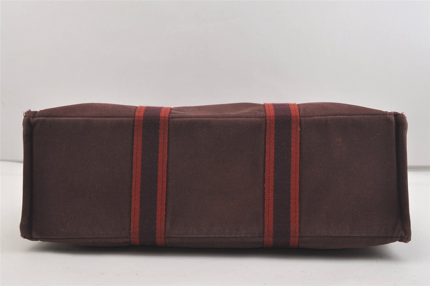 Authentic HERMES Vintage Fourre Tout MM Hand Tote Bag Canvas Wine Red 4671J