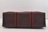 Authentic HERMES Vintage Fourre Tout MM Hand Tote Bag Canvas Wine Red 4671J