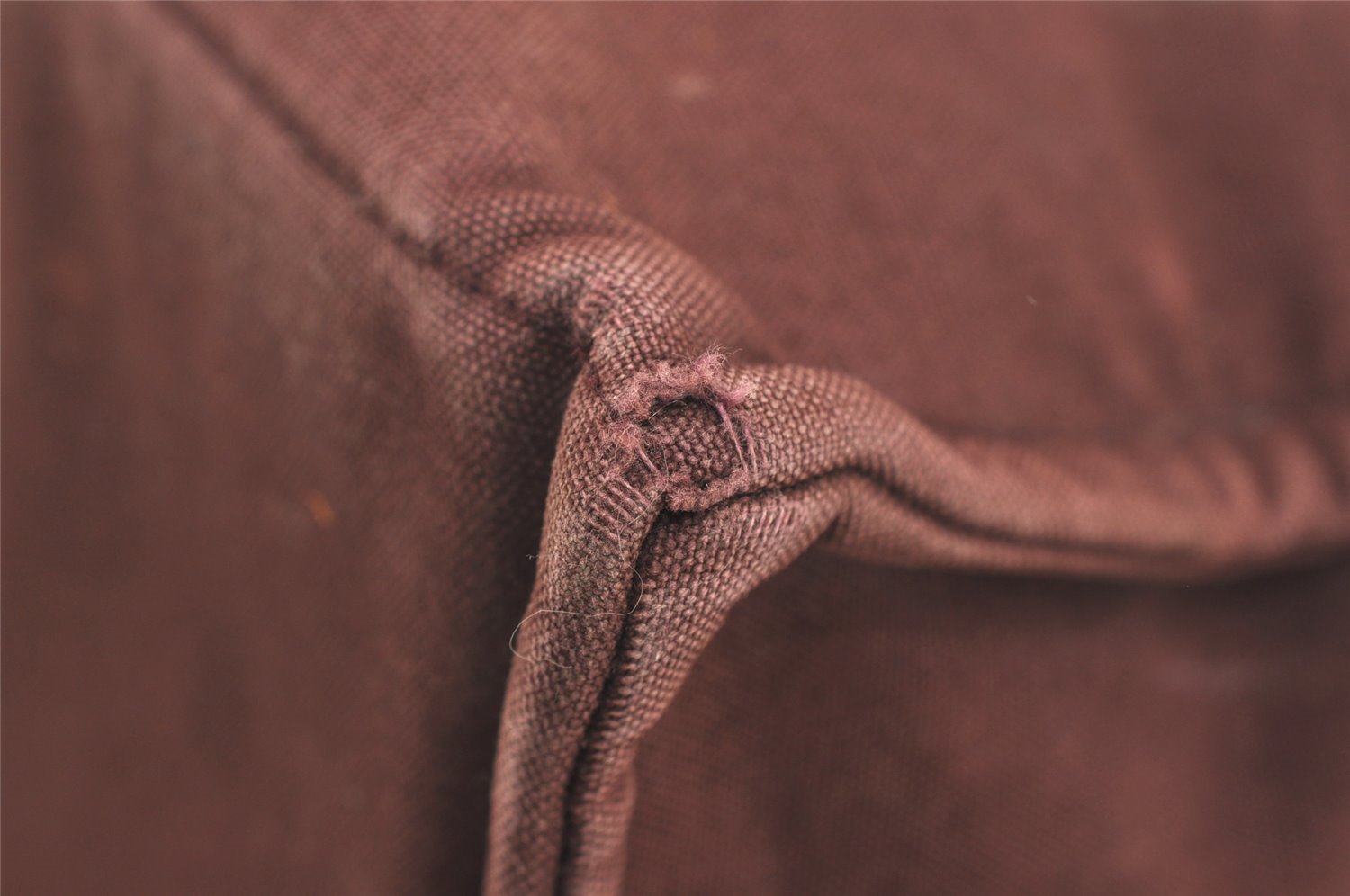 Authentic HERMES Vintage Fourre Tout MM Hand Tote Bag Canvas Wine Red 4671J