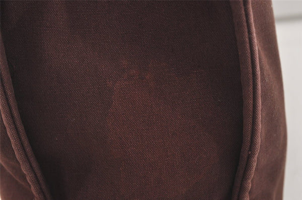 Authentic HERMES Vintage Fourre Tout MM Hand Tote Bag Canvas Wine Red 4671J