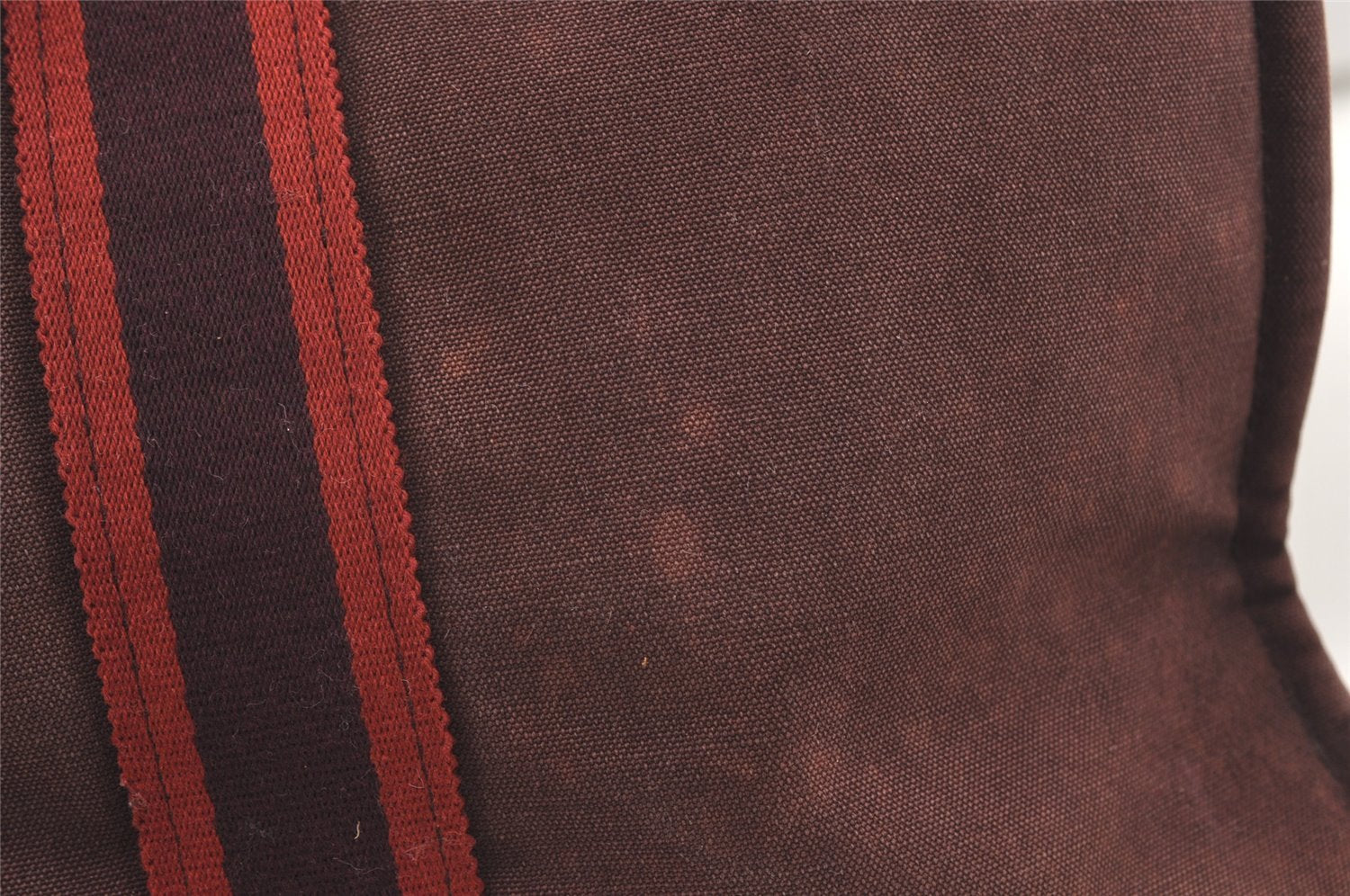 Authentic HERMES Vintage Fourre Tout MM Hand Tote Bag Canvas Wine Red 4671J