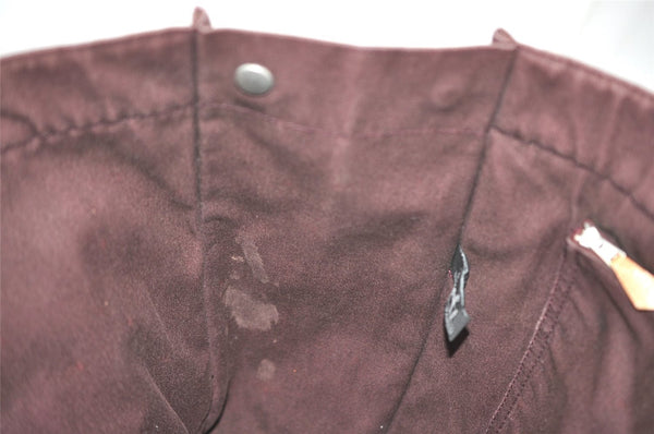 Authentic HERMES Vintage Fourre Tout MM Hand Tote Bag Canvas Wine Red 4671J