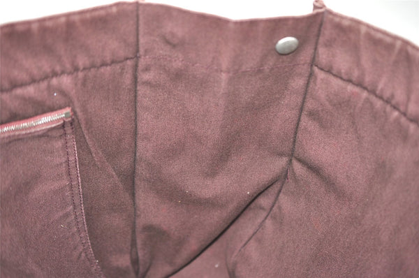 Authentic HERMES Vintage Fourre Tout MM Hand Tote Bag Canvas Wine Red 4671J