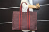 Authentic HERMES Vintage Fourre Tout MM Hand Tote Bag Canvas Wine Red 4671J