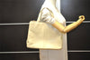 Authentic BURBERRY Vintage Leather Hand Bag Cream White 4671K