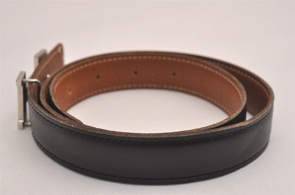Authentic HERMES Mini Constance Leather Belt Size 65cm 25.6" Black Brown 4672J