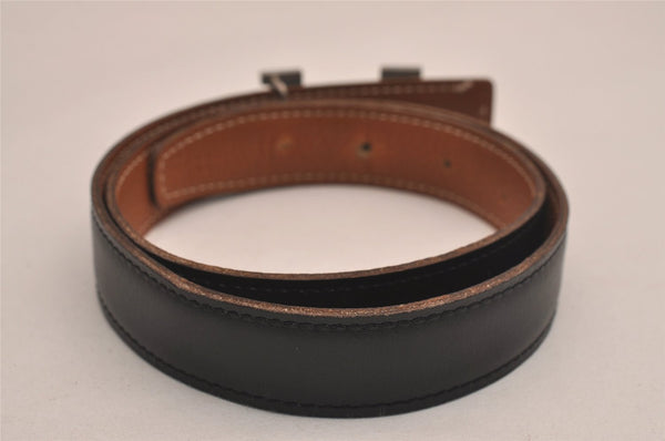 Authentic HERMES Mini Constance Leather Belt Size 65cm 25.6" Black Brown 4672J
