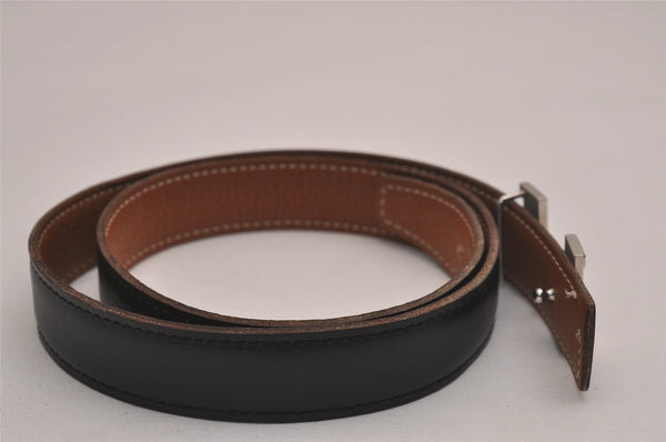 Authentic HERMES Mini Constance Leather Belt Size 65cm 25.6" Black Brown 4672J