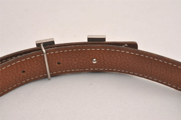 Authentic HERMES Mini Constance Leather Belt Size 65cm 25.6" Black Brown 4672J