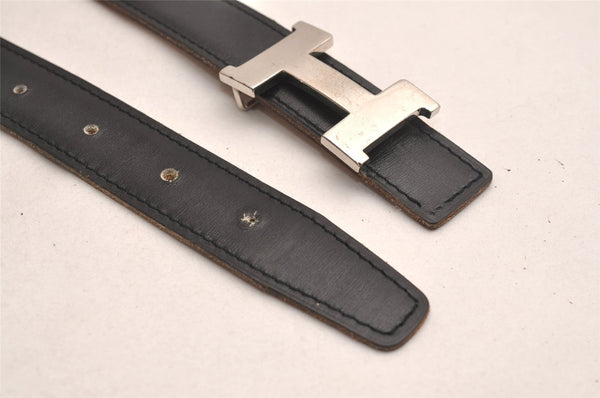 Authentic HERMES Mini Constance Leather Belt Size 65cm 25.6" Black Brown 4672J