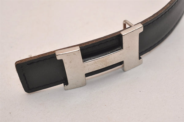 Authentic HERMES Mini Constance Leather Belt Size 65cm 25.6" Black Brown 4672J