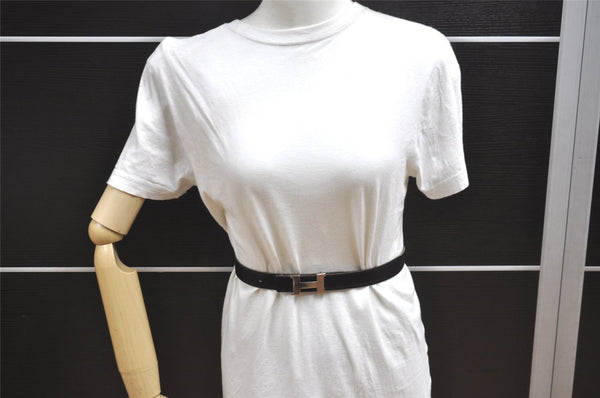 Authentic HERMES Mini Constance Leather Belt Size 65cm 25.6" Black Brown 4672J