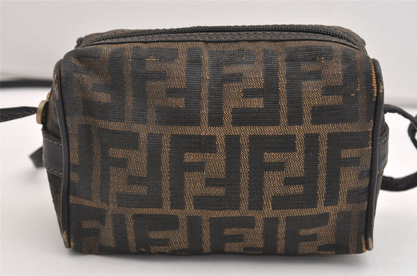 Authentic FENDI Zucca Shoulder Cross Body Bag Purse Canvas Leather Brown 4674J