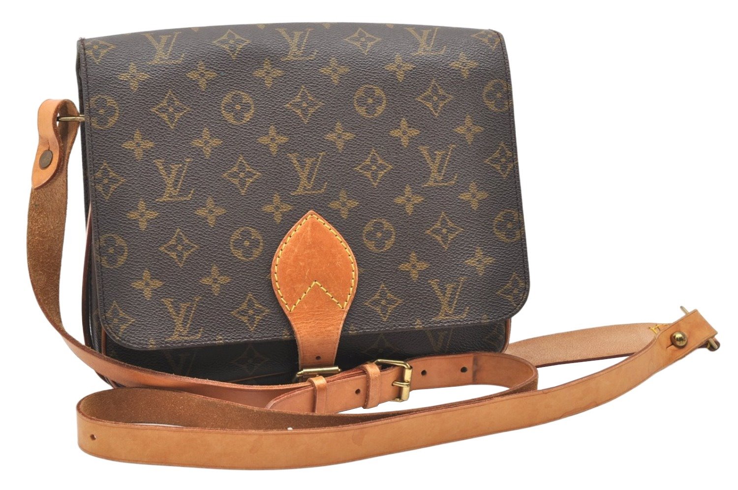 Authentic Louis Vuitton Monogram Cartouchiere GM M51252 Shoulder Cross Bag 4674K
