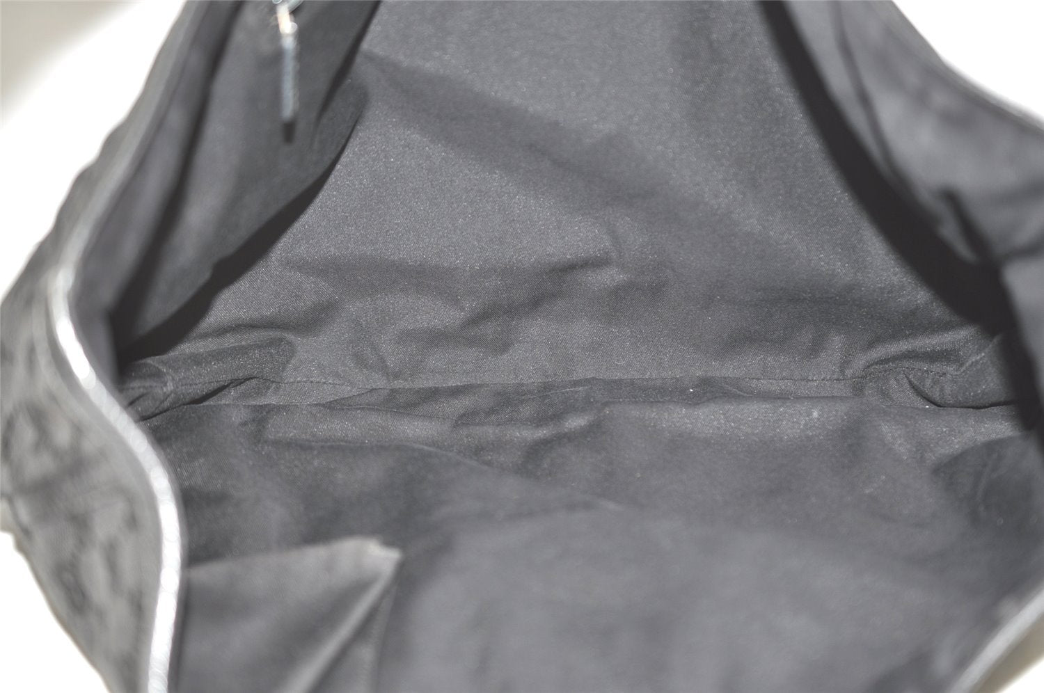 Authentic GUCCI Abbey Shoulder Tote Bag GG Canvas Leather 141472 Black 4676I