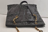 Authentic CHANEL Vintage CC Logo Chain Shoulder Tote Bag Enamel Black 4676K