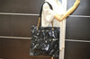 Authentic CHANEL Vintage CC Logo Chain Shoulder Tote Bag Enamel Black 4676K