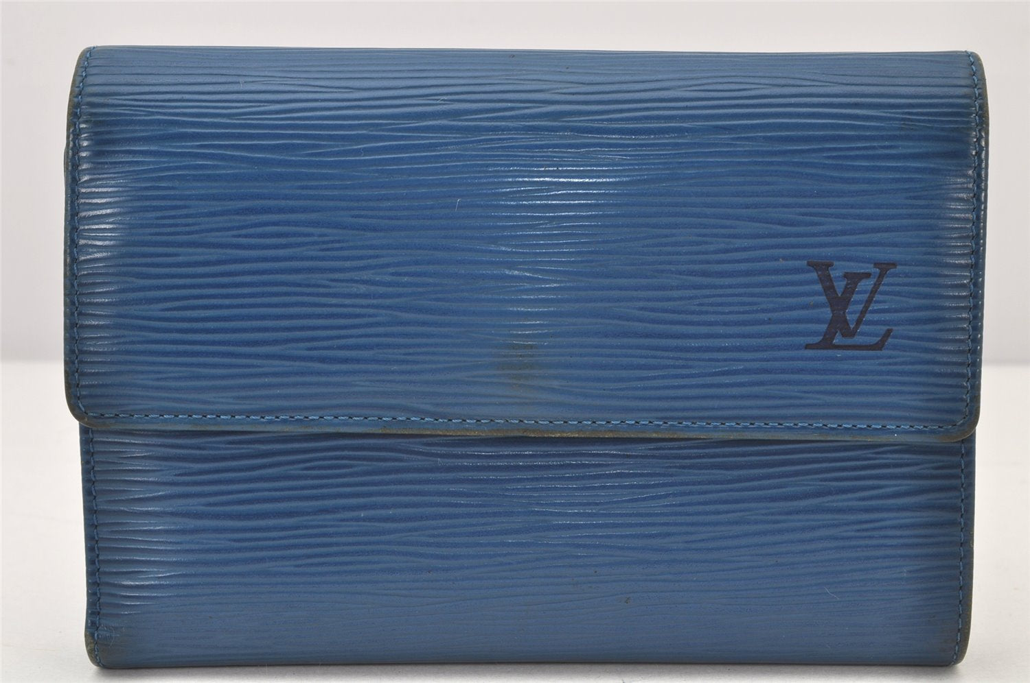 Authentic Louis Vuitton Epi Bifold Long Wallet Purse Blue Cream Red 8Set 4677K