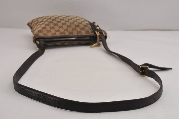 Auth GUCCI Web Sherry Line Shoulder Bag GG Canvas Leather 144388 Brown 4680J