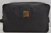 Authentic MCM Vintage Clutch Hand Bag Purse PVC Leather Black 4683J