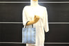 Authentic BURBERRY Vintage Canvas Leather Tote Hand Bag Purse Light Blue 4685I