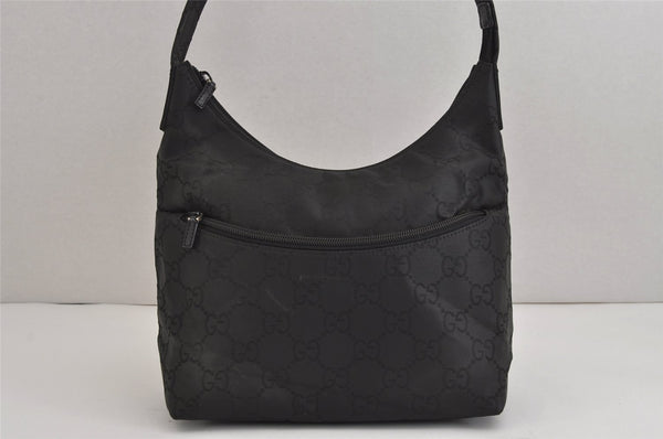 Authentic GUCCI Vintage Shoulder Hand Bag GG Nylon Leather 0018386 Black 4685J