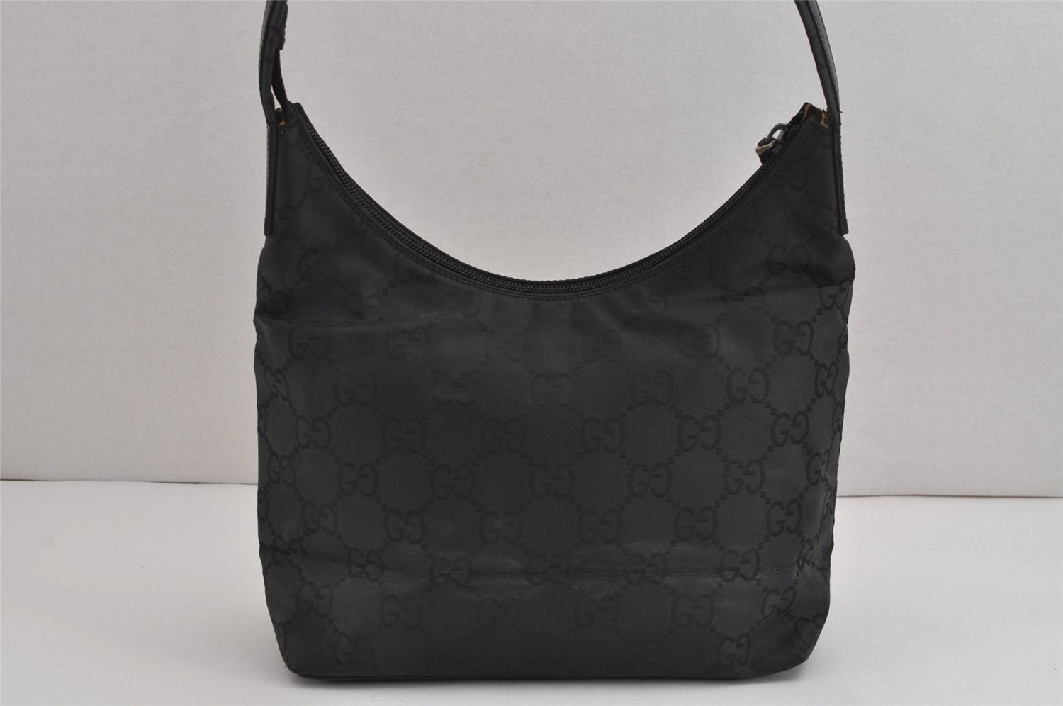 Authentic GUCCI Vintage Shoulder Hand Bag GG Nylon Leather 0018386 Black 4685J