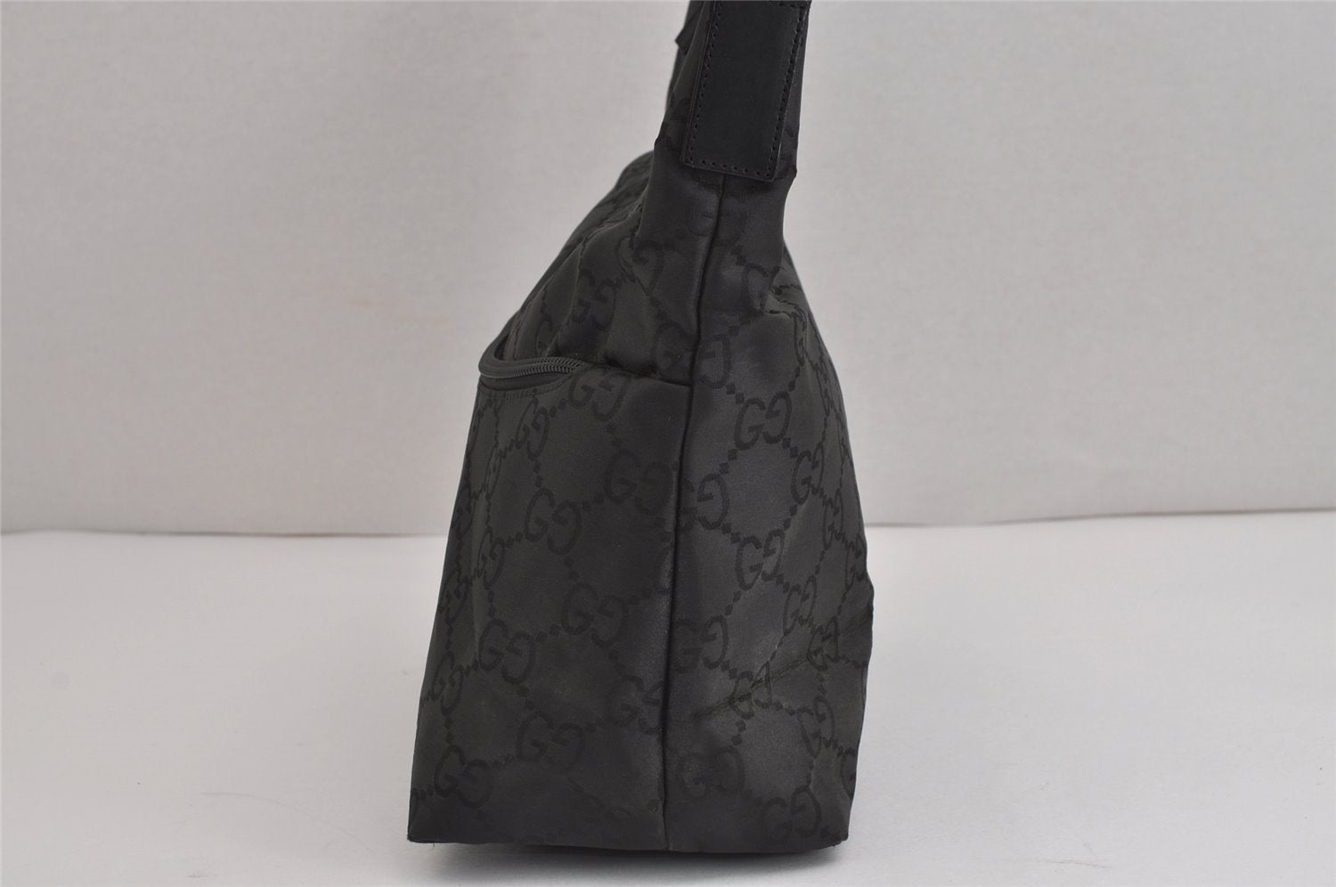 Authentic GUCCI Vintage Shoulder Hand Bag GG Nylon Leather 0018386 Black 4685J