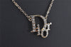 Authentic Christian Dior Gold Tone Rhinestone Chain Pendant Necklace CD 4685K