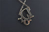 Authentic Christian Dior Gold Tone Rhinestone Chain Pendant Necklace CD 4685K