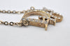 Authentic Christian Dior Gold Tone Rhinestone Chain Pendant Necklace CD 4685K