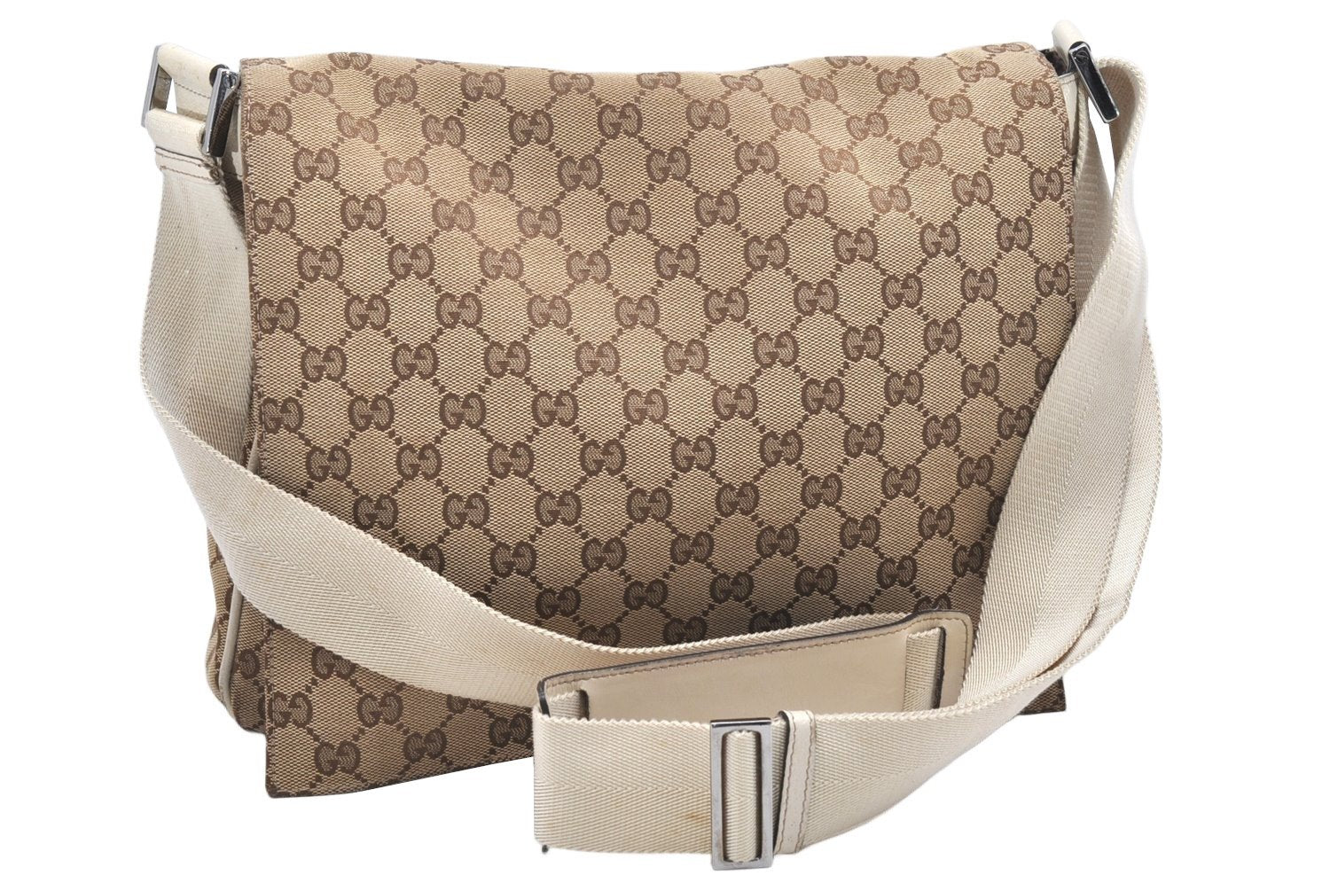 Authentic GUCCI Shoulder Cross Body Bag GG Canvas Leather 146236 Brown 4688K