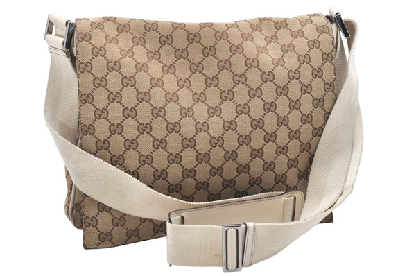 Authentic GUCCI Shoulder Cross Body Bag GG Canvas Leather 146236 Brown 4688K