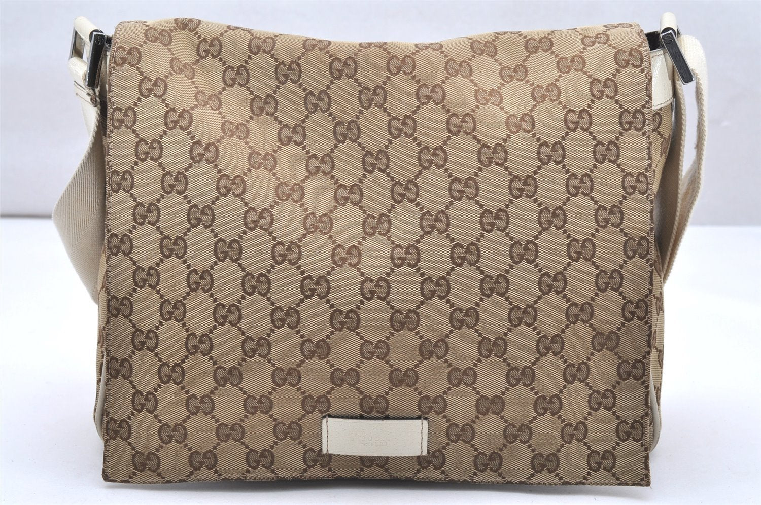 Authentic GUCCI Shoulder Cross Body Bag GG Canvas Leather 146236 Brown 4688K